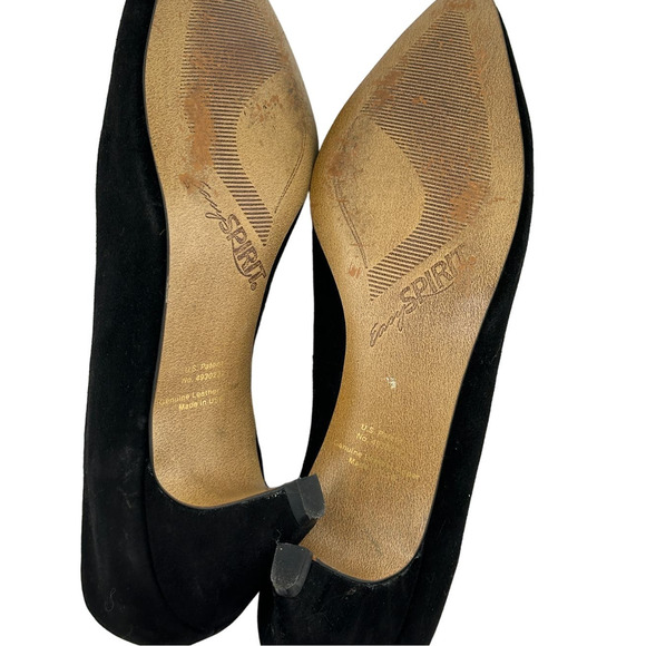 Vintage 90s Easy Spirit Black Suede Kitten Heel Pumps Pointed Size 7 - Picture 5 of 6
